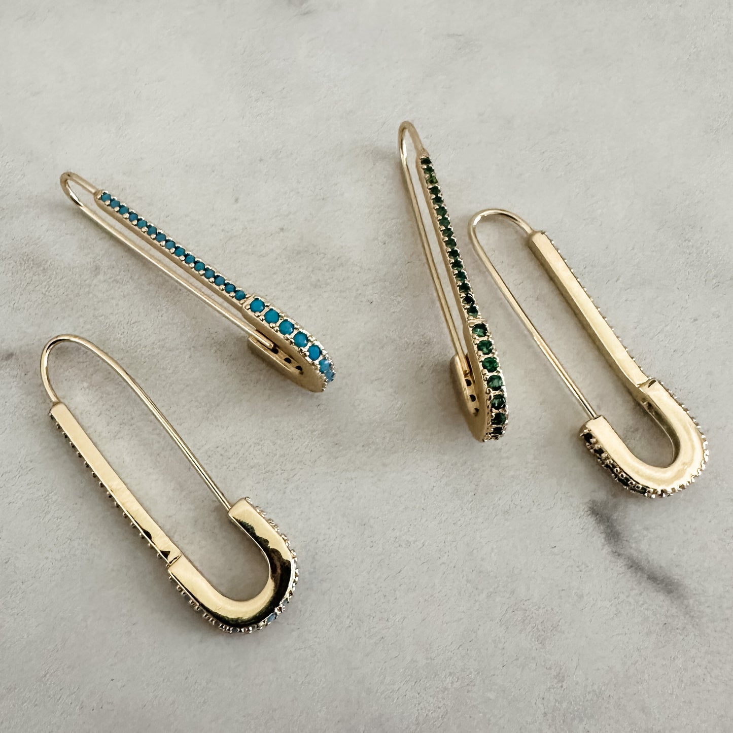 Pavé Safety Pin Earrings