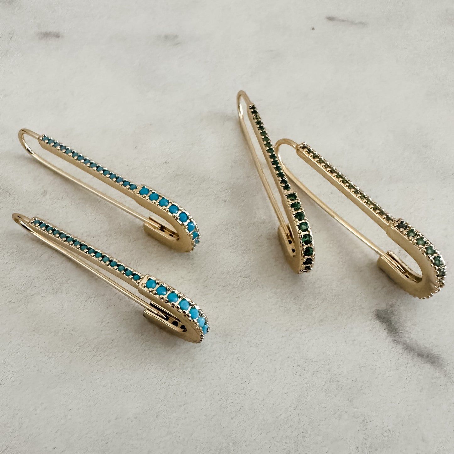 Pavé Safety Pin Earrings