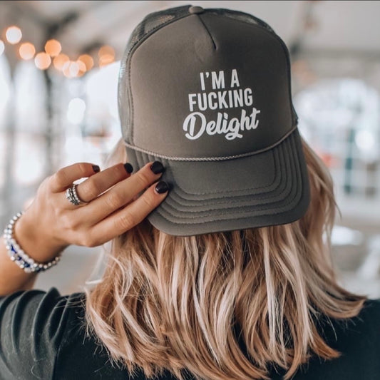 I’m a Delight Trucker Hat- Gray & White