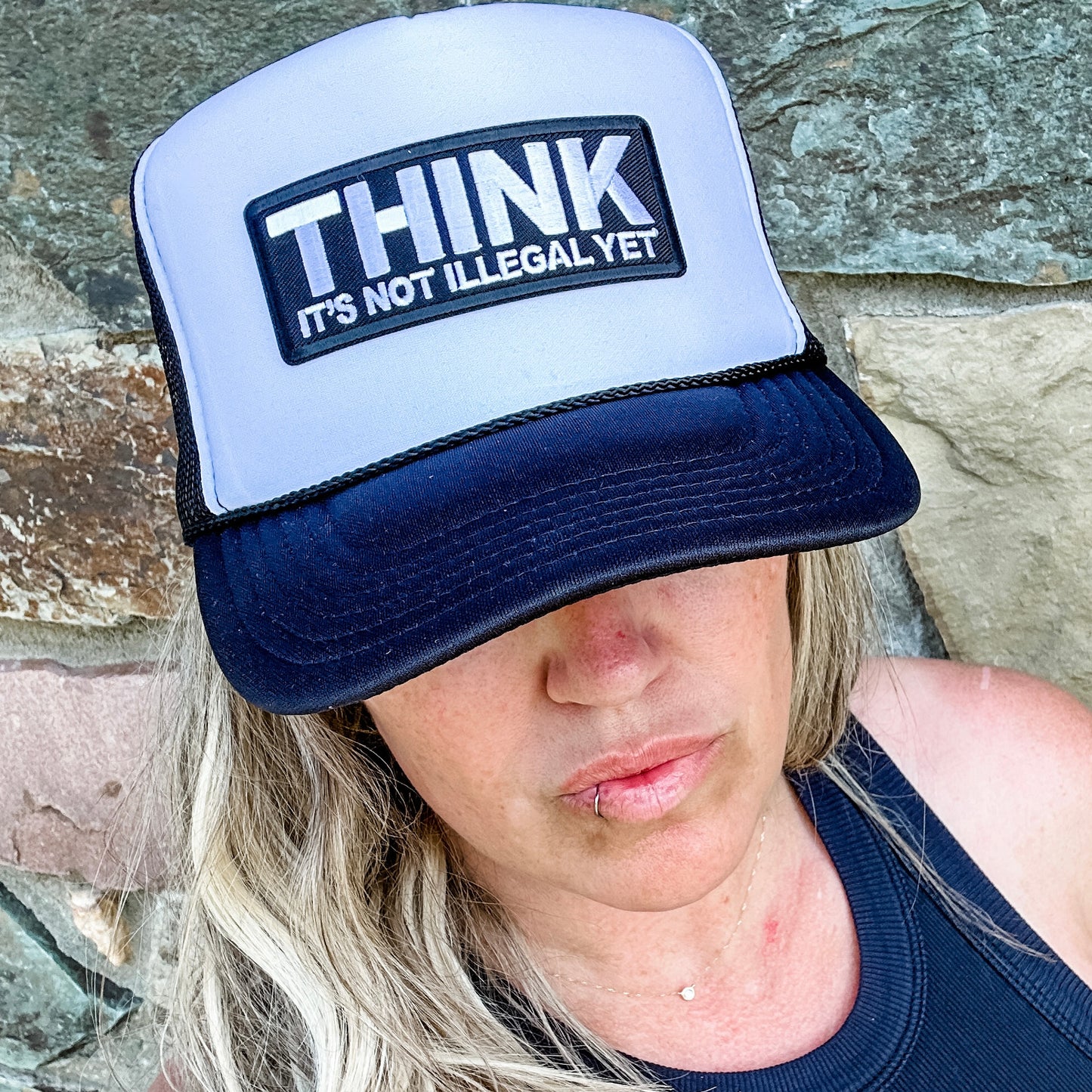 Think Trucker Hat B&W