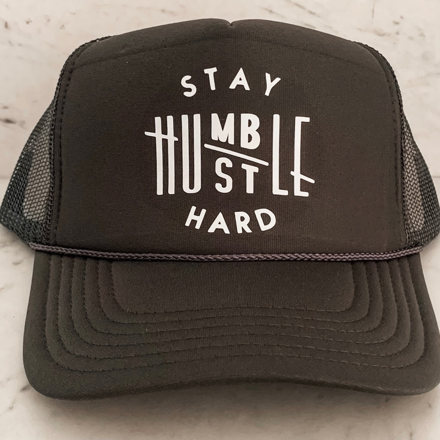 Stay Humble Trucker Hat- Gray & White
